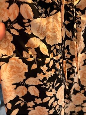 Black Floral Dress with Peach Rose Print